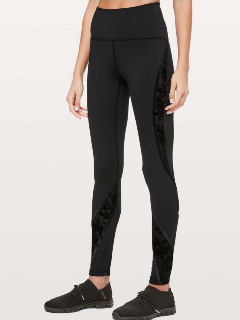 Lululemon Wunder Under HR Flocked Floral Velvet Mesh Leggings Size 4
